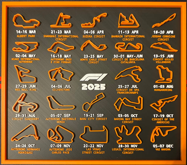 2025 Formula 1 Track Calendar