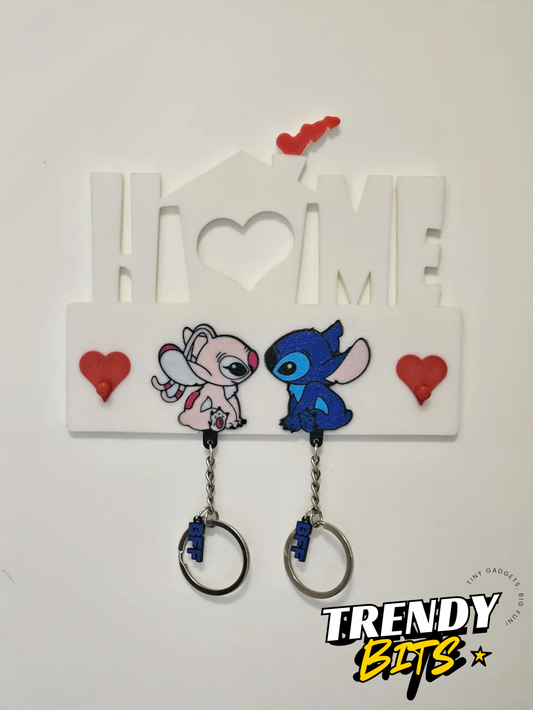 Angel and Stitch Keychains and Keychain Holder