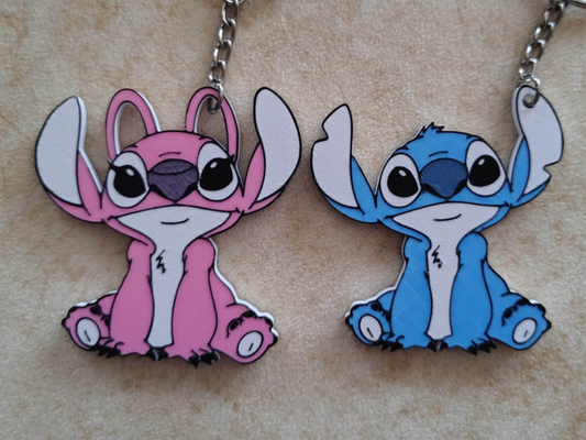 Stitch & Angel Keychain