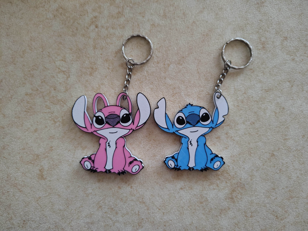 Stitch & Angel Keychain