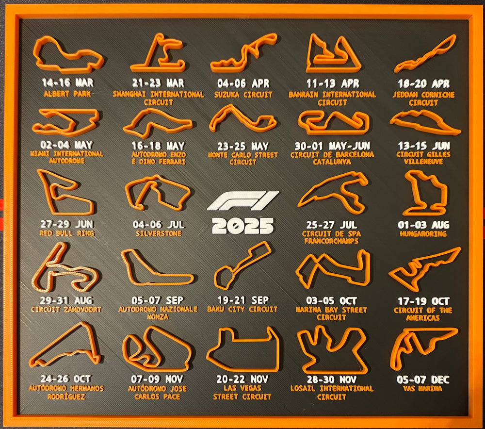 2025 Formula 1 Track Calendar