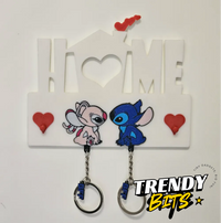 Angel and Stitch Keychains and Keychain Holder