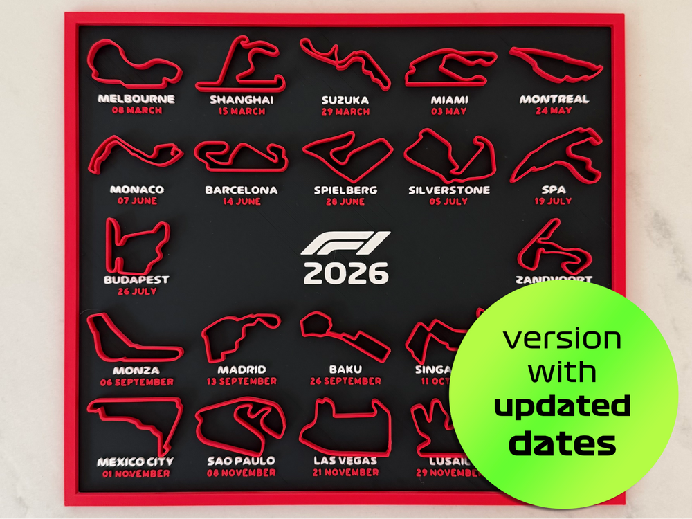 2026 Formula 1 Track Calendar (+ Stand)