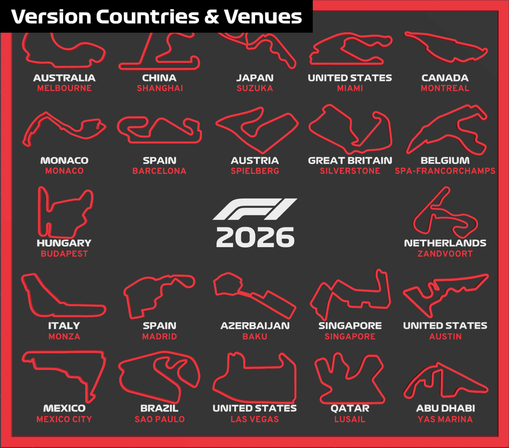 2026 Formula 1 Track Calendar (+ Stand)